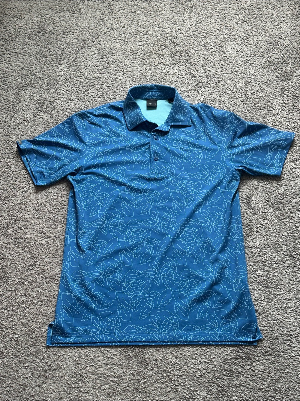 Dunning Golf Men's S Blue Floral Logo Polo Shirt Short Sleeve Collared